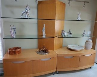 Buy it now $800
Suspended (4) ½” glass shelves (slight chip hardly seen on top of glass) do have the sliver piece of glass
With 2 cabinets , with lighting
108”w x 27”d x27’H 
Finish Sable/on Maple
Have some installation drawings and Part numbers
PLEASE CALL OR TEXT TO PURCHASE AND PICKUP YOUR ITEMS.  847-903-3074 