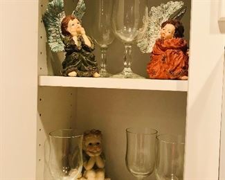 Very cute angel collection & lots of glassware