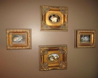 4 RABBITS FRAMED ARTWORK