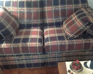 Plaid covered loveseat--two of these