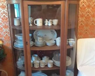 Large curved glass china cabinet