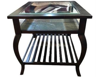 Lot 173
Contemporary Wood, Metal, Glass and Stone Side Table