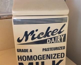Nickel Dairy Figural Milk Carton Cookie Jar