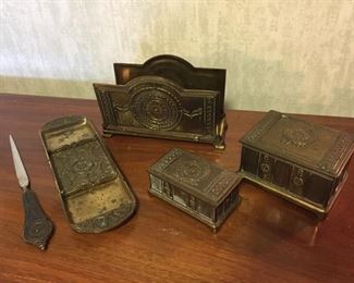 Early Brass Desk Set