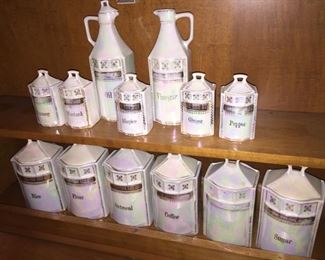 Early Lusterware Kitchen Canister Set 