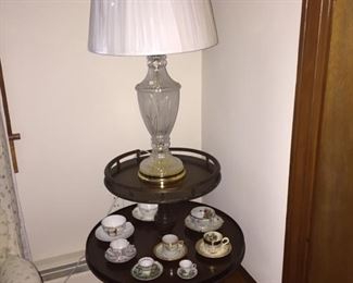 Double Mahogany Table/Teacups