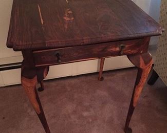 Old Veneered One Drawer Table