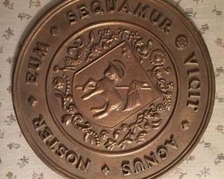 Large Brass Moravian Church Medallion("Our Lamb has Conquered, Let Us Follow Him")