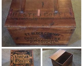Early Dovetailed F.E. Block Kennesaw Biscuit Crate with Lid