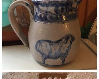 Ellis Pottery Decorated Sheep Pitcher 