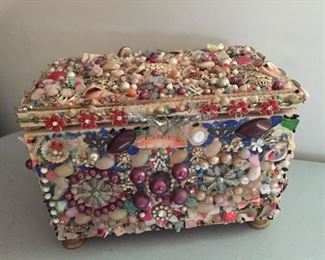 Trinket Box with Costume Jewelry Decoration