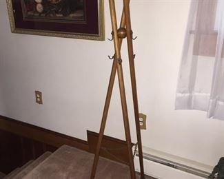 Wood & Brass Hat/Coat Rack