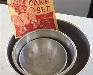 Vintage Aluminum Party Cake Set with Paperwork