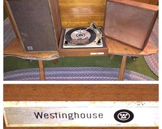 Vintage Westinghouse Record Player and Speakers