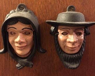 Figural Cast Iron Amish Door Knockers (Moving Eyes)