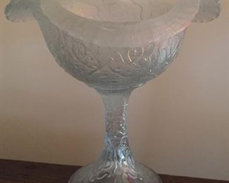 Ice Blue Carnival Glass Compote