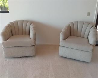 2-upholstered barrel-style chairs