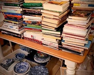 Cook Books above,  Spode plates below