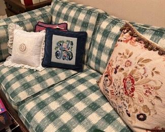 Plaid sofa and more pillows