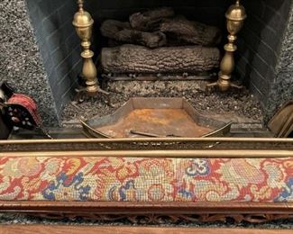 Brass fireplace appointments