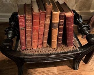Antique books and footstool