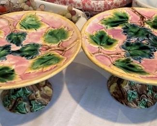Antique majolica serving plates
