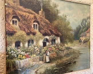 Thatched roof home art