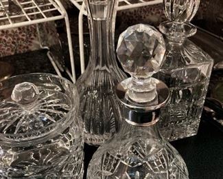 Decanters; Waterford biscuit barrel