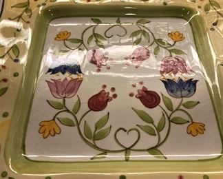 Colorful pottery serving plate