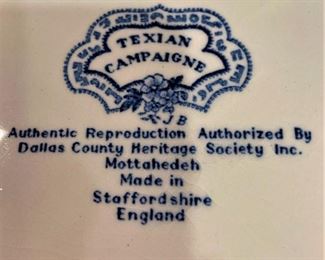 Rare "Texian Campaigne" dishes - made in Staffordshire England