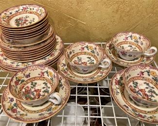 Spode cups, saucers, and bowls