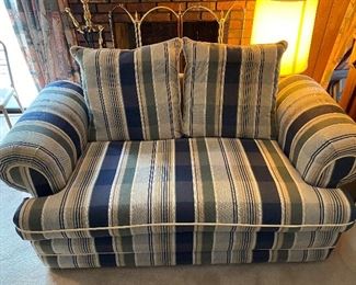 striped loveseat