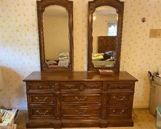 Drexel dresser and double mirrors