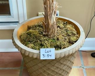  Lot 3154.  $175.00  each.  1.  Tall Palm Tree in Resin Pot- Cool & Big, need a big truck or a Sunroof.  Lol! We have two of these huge palm trees!  You'll feel like you're in the tropics ;-) 9.5' tall x 5' wide.  Pot is 23" w x 20" tall.  