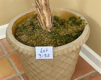 Lot 3155. $175 each.  2. Tall Palm Tree in Resin Pot- Cool & Big, need a big truck!  We have two of these huge palm trees!  You'll feel like you're in the tropics ;-). 9.5' tall x 5' wide.  Pot is 23" w x 20" tall.  