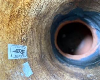 Lot 3159.  $80.00.  Mexican Pottery Vase, Tall and Brown with beautiful lines.  Terracotta Hecho en Mexico, 12" dia x 23" tall