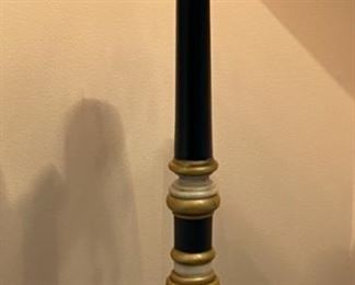 Lot 3198. $75.00  Black and Gold stick lamp with palm details and crystals! 	10" Diameter x 34"H	