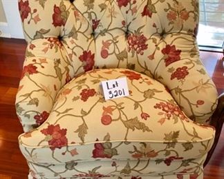 Lot 3201. $1,100.00/pr or $600.00/Each:  2 Floral Club Chairs (Southern Living for Lexington Home Brands)	32"W x 36"D x 35"H, seat depth 19" and height 20". Very comfortable chairs!  Paid over $1250.00 ea	 Perfect fall colors, too!