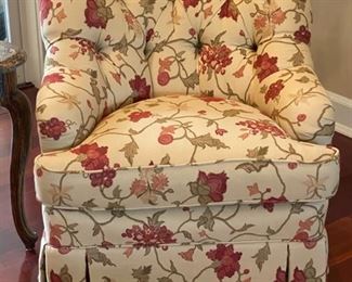 Lot 3201. $1,100.00/pr or $600.00/Each:  2 Floral Club Chairs (Southern Living for Lexington Home Brands)	32"W x 36"D x 35"H, seat depth 19" and height 20". Very comfortable chairs!  Paid over $1250.00 ea	 Perfect fall colors, too!