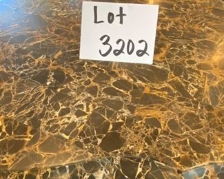 Lot 3202. $250.00  Chair-side Table with Antique Royal Marble Stone Top with 3 Wood Legs 22"W x 24"D x 26"H	