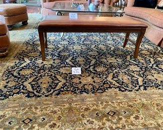Lot 3186. $3,200.00  Jaipur Wool Rug, navy, tan, teal, excellent shape! Has a beautiful sheen. Owner Paid $7800 for the rug! 12' x 15'	