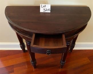 Lot 3205. $125.00  Vintage Half Moon Console Table 	36"W  x 18" D  x  30"H	 Love this table and wondering why we priced it so cheap?!  