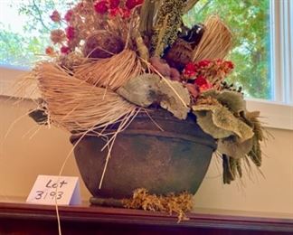 Lot 3193. $180.00 Whoa!  Stop the Train.   Here is an unusually beautiful Floral Design w/dried flowers and interesting faux fungi and grass in a heavy heavy bowl.  A definite one-of-a-kind conversation piece !	