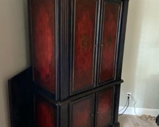 Lot 3211 $750.00  Demilune Media Center 78" H x 24" D x 44" W	 This a compact Media Center that is Beautiful and matches Lots 3207 and 3210.  The craftsmanship and colors are exquisite.  