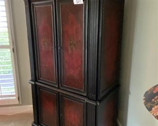 Lot 3211 $750.00  Demilune Media Center 78" H x 24" D x 44" W	 This a compact Media Center that is Beautiful and matches Lots 3207 and 3210.  The craftsmanship and colors are exquisite.  