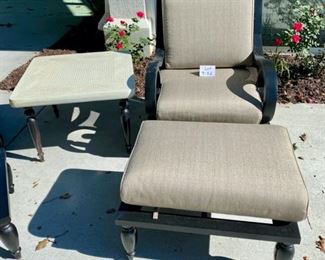 Lot 3152. $875.00. Smith & Hawken 5 pc Set two swivel chairs, with cushions, two ottomans, with cushions, and a square side table.  The owner paid $2570. They are in perfect condition!