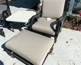 Lot 3152. $875.00. Smith & Hawken 5 pc Set two swivel chairs, with cushions, two ottomans, with cushions, and a square side table.  The owner paid $2570. They are in perfect condition!