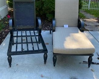 Lot 3151.  $750.00.  Two Chaise Lounge Chairs w/Gray premium cushions by Smith & Hawken.  Marvelous condition.  The owner paid $1800.00.  Both Cushions displayed.  These chaise loungers will last forever!