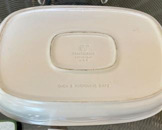 Lot 3224.  $36.00 Let it snow!!! Cute snowman accent and party ware.  Pfaltzgraf baking dish (13" x 8" x 2.5"); Snowman and Snow-woman votive w/snuffer; Hollyberry/Balsam tealights; oneida Snowman Plate (5.5" diam). and a cute Christmas plate " Made in Italy".