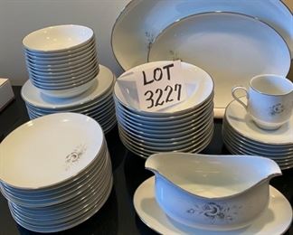 Lot 3227.  $425.00  Perfect for Thanksgiving, Sango "Morena" fine china - Huge Lot. 90 pieces in perfect condition. 11 dinner plates, 12 of each, lunch plate, B&B plate, soup bowls, berry bowls, cups, saucers; 1 each creamer, sugar bowl, gravy boat with underplate, 19.5" oval veggie dish, round 9.75" bowl, Small oval platter 12", Large oval platter 16".  Nice neutral pattern that even the Millennials will love!  	